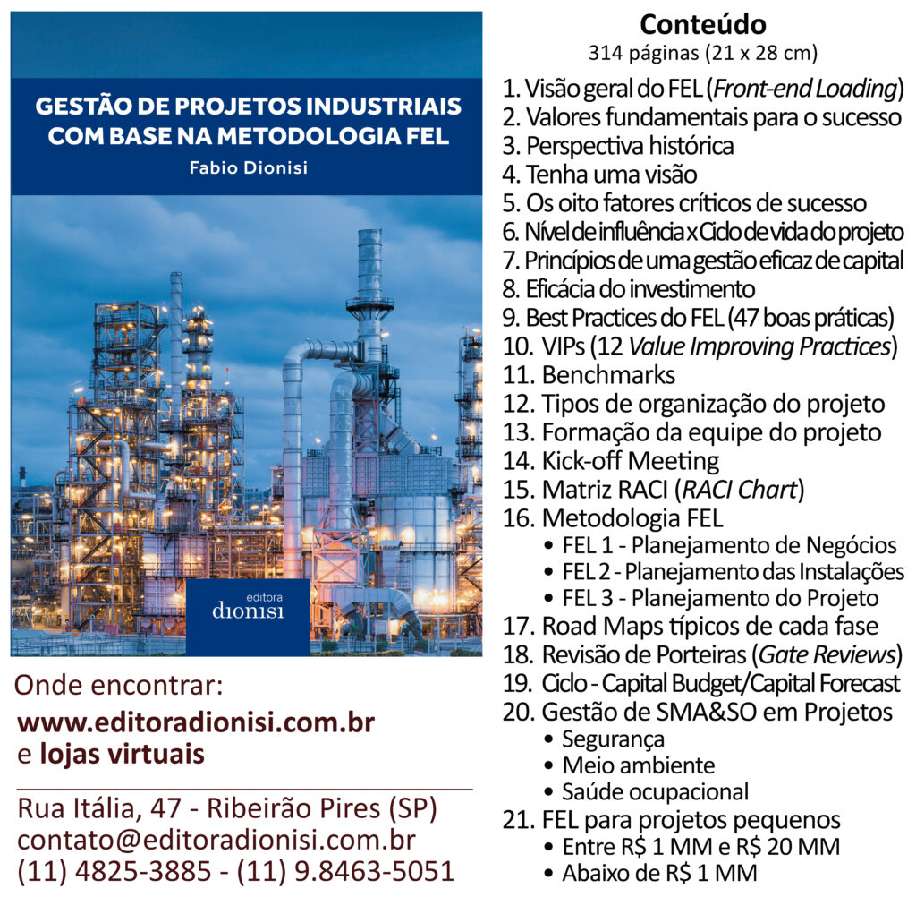 Gest O De Projetos Industriais Base Na Metodologia Fel Editora